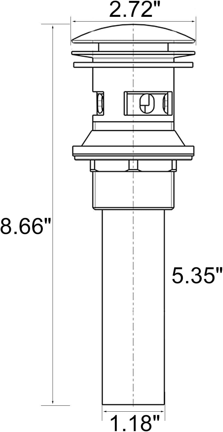 Pop Up Sink Drain with Overflow Bouncing Style Stopper Brass Polished Chrome for Bathroom