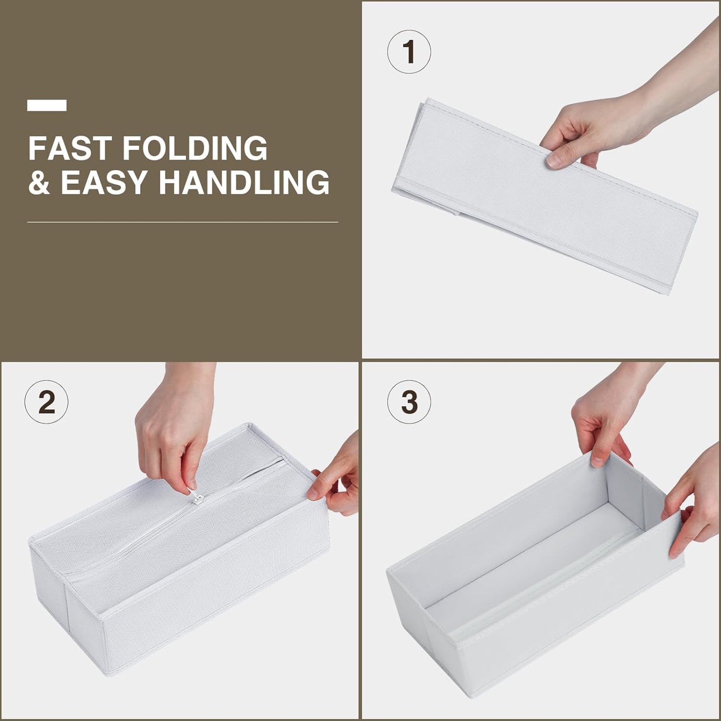 DIMJ Drawer Organizer Clothes, 15 Pack Fabric Drawer Organizer Bins, Foldable Baby Clothes Organizer & Dresser Organizer For Nursery, Clothes, Bedroom, Closet, Socks, Bra, Tie,White