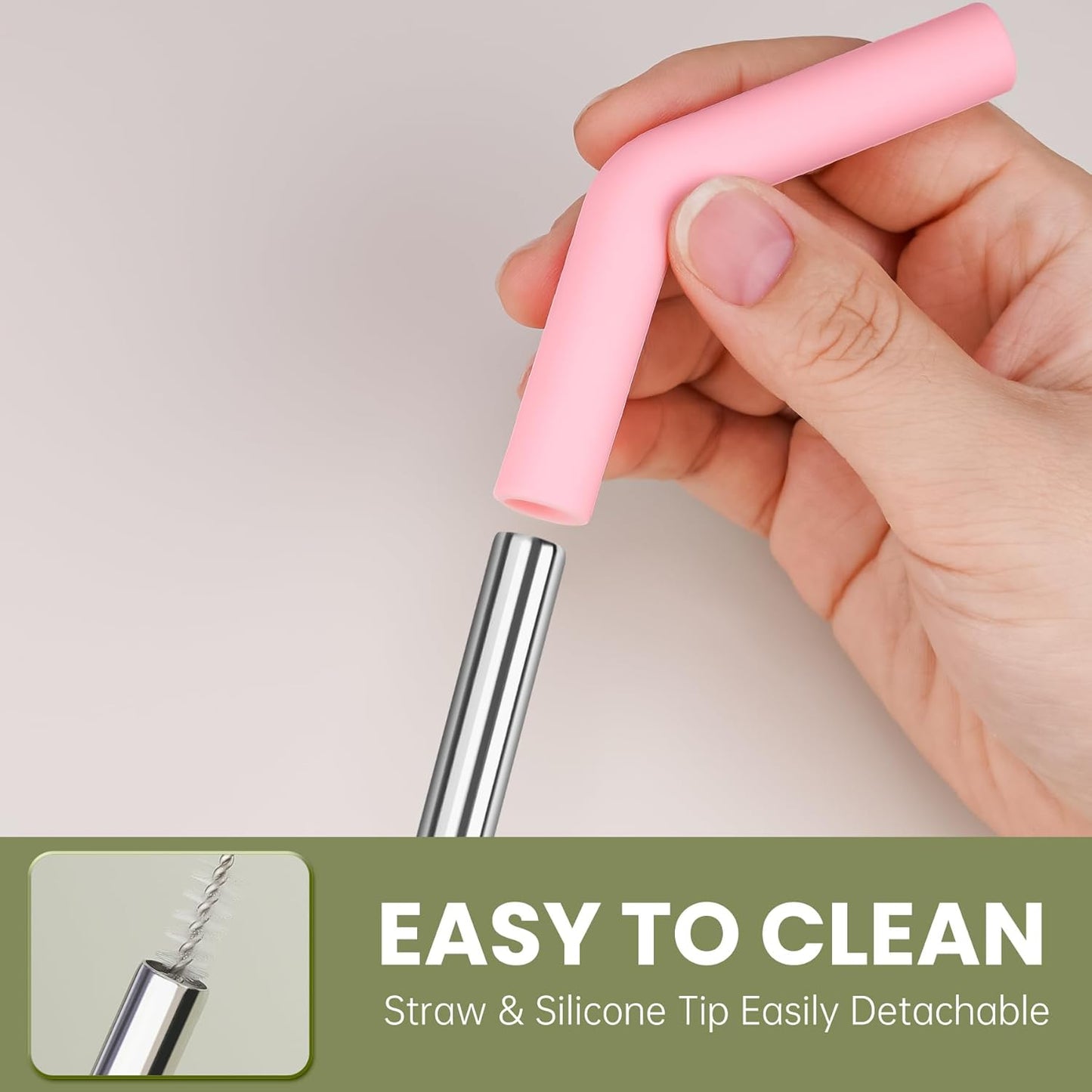 Tomorotec 6-Pack Stainless Steel Drinking Straw with 6 Silicone Tips, 3 Sizes Metal Reusable Straws Fit for Stanley Quencher Tumblers 40oz, 30oz, 20oz, 14oz, with 2 Cleaning Brushes