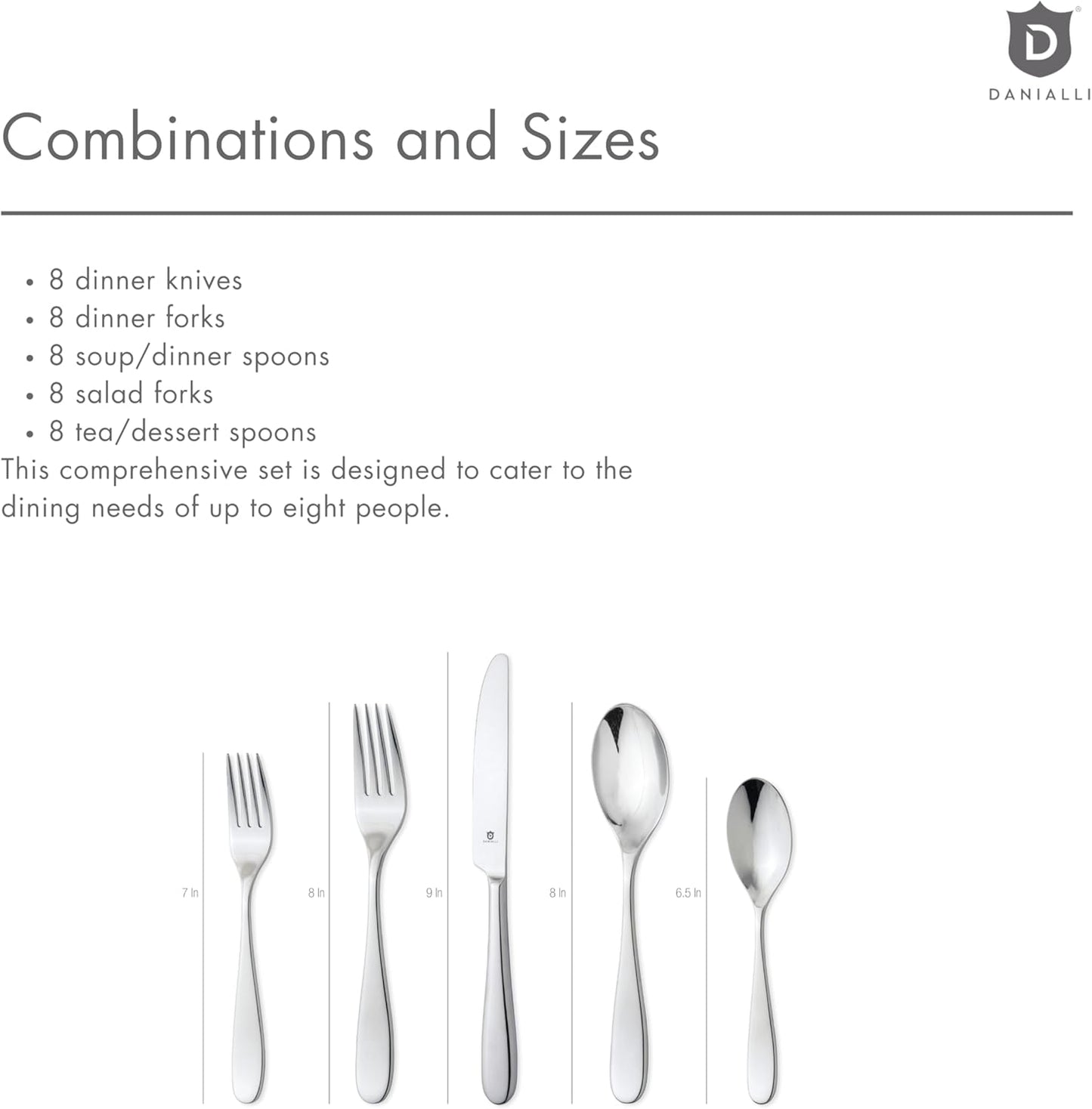 Silverware Set for 8 – 18/10 Stainless Steel Flatware, Mirror Polished, Dishwasher Safe, Heavy-Duty, Rust Resistant, Elegant Tableware (40-Piece Set, Fidenza)