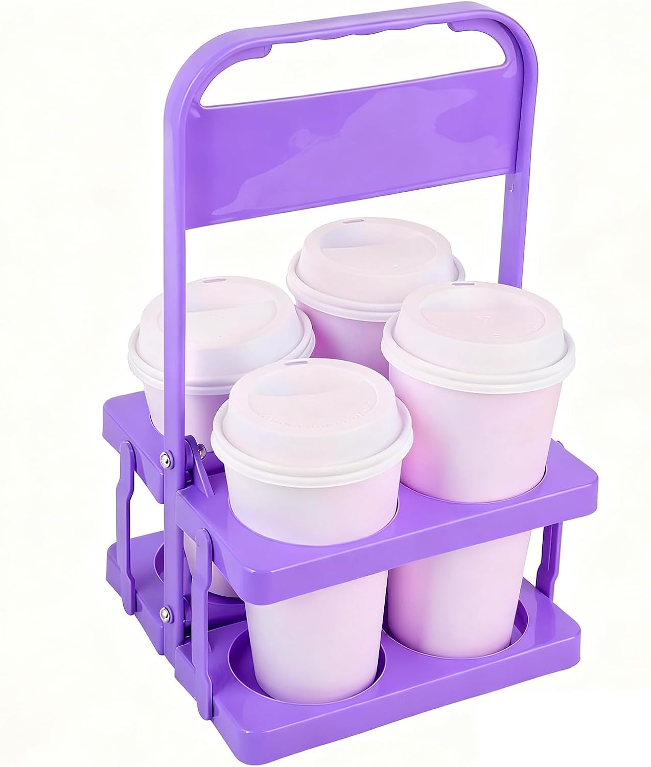 musbus Reusable Drink Carrier with Handle for Doordash, Grubhub, Portable Cup/Coffee Holder Accessories for Delivery, Foldable Drinks Caddy with Tray, Car Durable Plastic Festive Bottle, Vacation