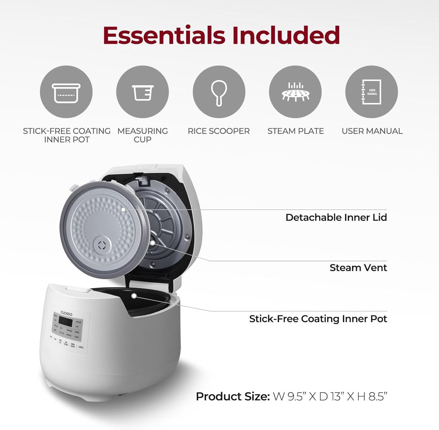 CUCKOO CR-0641F 6-Cup (Uncooked) / 12-Cup (Cooked) Micom Rice Cooker & Warmer with Nonstick Inner Pot, 11 Menu Modes, Fuzzy Logic Tech, Auto Clean (White)