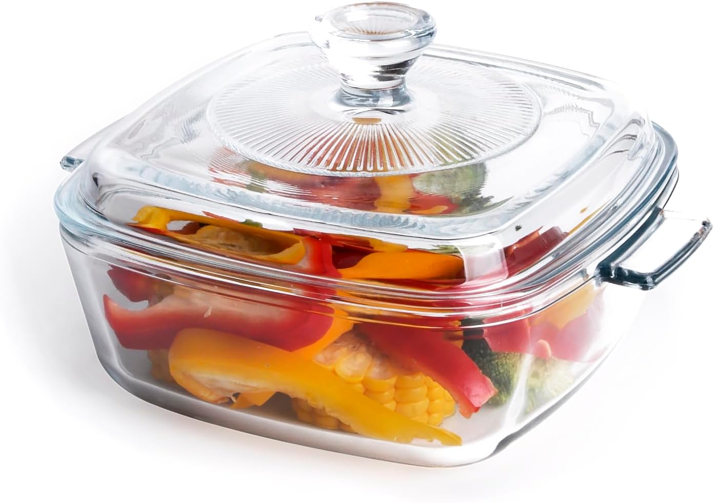 Clear Square Glass Casserole With Lid, Baking Dish With Cover, for Oven, Freezer and Dishwasher Safe (0.8-Quart Square)