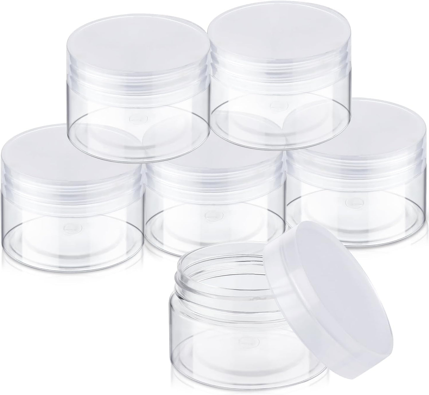 SATINIOR 6 Pack 3 oz Plastic Jars Containers with Lids Wide-mouth Refillable Leakproof Reusable Round Empty Jars for Travel Cosmetic Dry Food Spice Candy Cookie Home Kitchen Organizing (Clear)