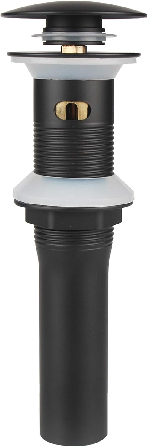 Bathroom Lavatory Vanity Vessel Sink Detachable Basket Drain, Pop Up Drain Stopper with Overflow, Black