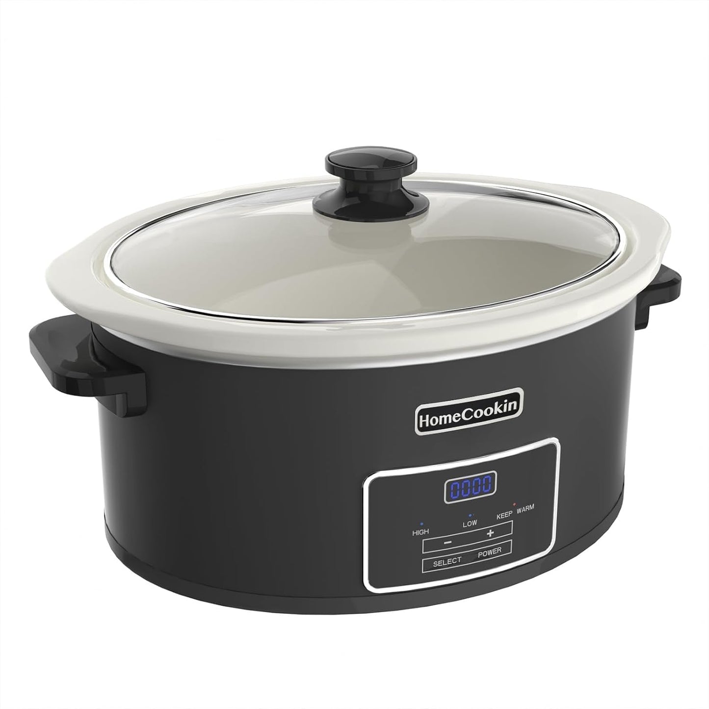 HOMECOOKIN 8-Quart Programmable Slow Cooker with Timer Keep Warm - Small Kitchen Appliance for Family Dinners - Serves 6+ People (Black)