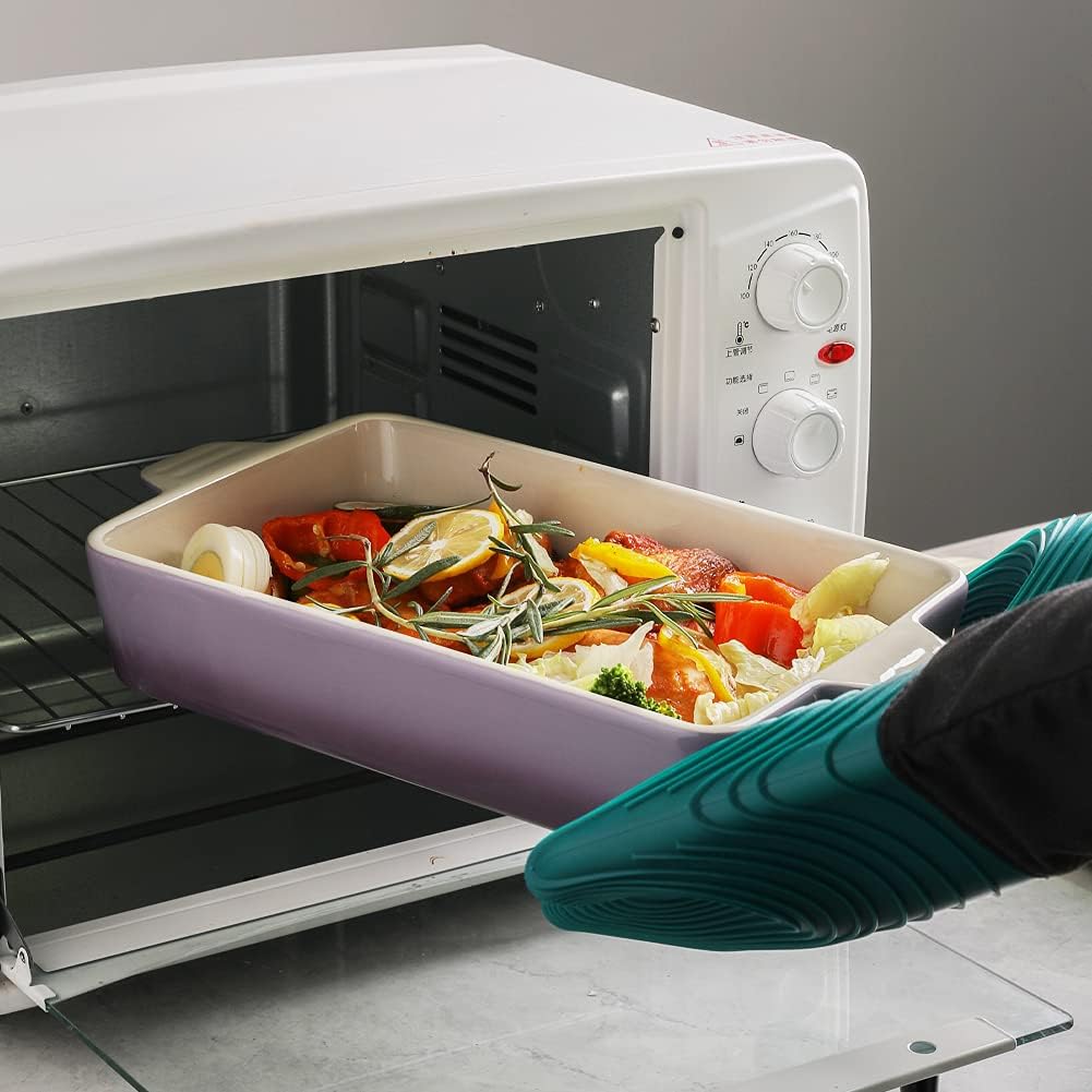 Sweejar Ceramic Bakeware Set, Rectangular Baking Dish for Oven Lasagna Pans for Cooking, Kitchen, Cake Dinner, Banquet and Daily Use, 11.8 x 7.8 x 2.76 Inches of Casserole Dishes (Gradient Purple)