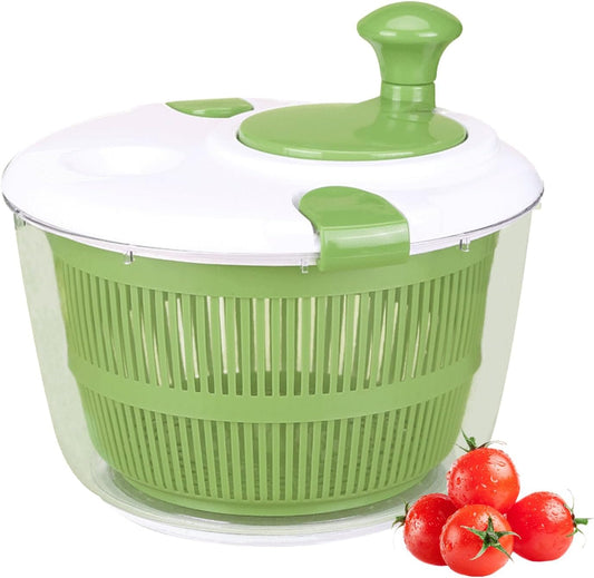 Large Salad Spinner with Lid, 5 Qt Capacity, Manual Vegetable Dryer with Double-Lock Handle, Quick and Easy Multi-Use Lettuce Spinner, Vegetable Dryer, Fruit Washer