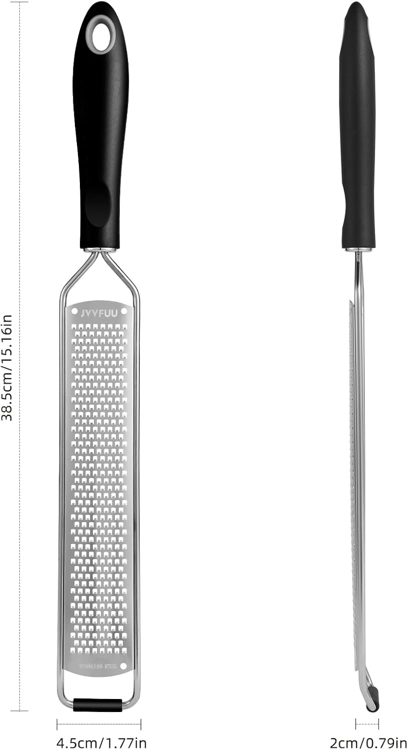 Premium Lemon Zester Grater,Kitchen Tool for Parmesan Cheese, Lemon, Ginger, Garlic, Nutmeg, Chocolate, Vegetables, Fruits,Sharp Stainless Steel Blade,Dishwasher Safe (Black)