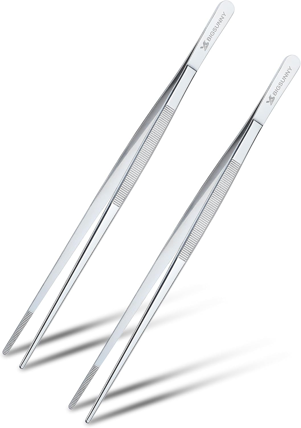 MSY BIGSUNNY 10 Inch Kitchen Food Tweezers Fine Stainless Steel Tweezer Tongs, Multi-function Kitchen Serving Tongs - Set of 2