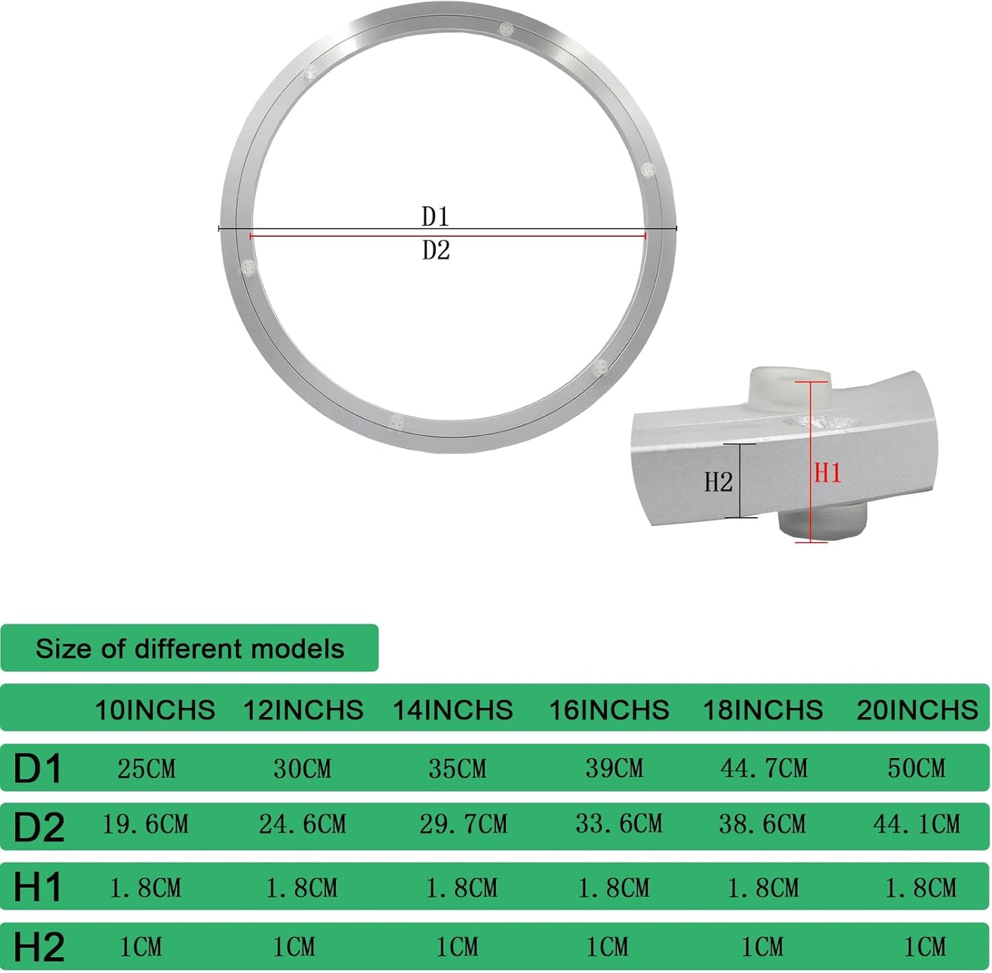 Heavy Duty Lazy Susan Hardware 20 Inchs Aluminum Bearing Metal Rotating Turntable Bearings Swivel Hardware for Dining-Table and Workbench Non-Slip