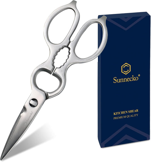Sunnecko Heavy Duty Kitchen Scissors - Stainless Steel Kitchen Shears, Ultra Sharp Micro Serrated Poultry Shears, Cooking Scissors for Meat, Dishwasher Safe