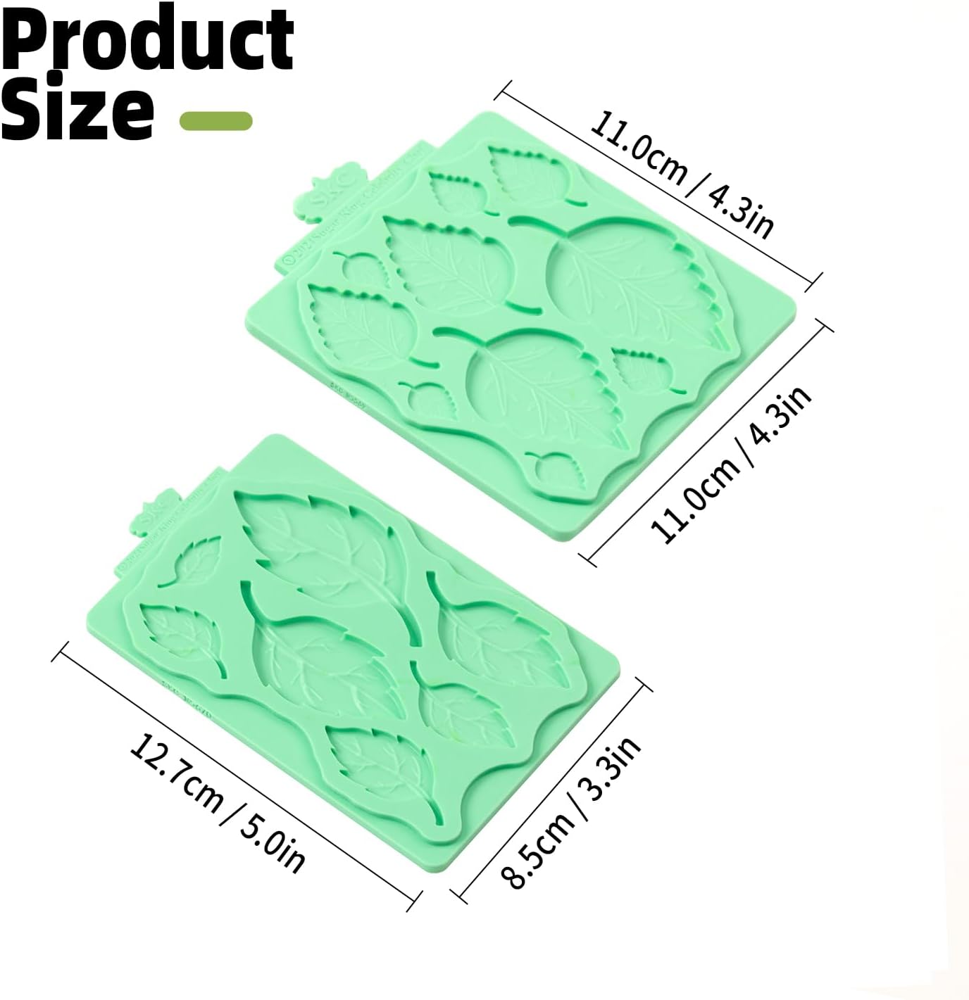 KALAIEN Silicone Leaf Molds - Chocolate & Fondant Molds for Clay Crafts, Air Dry, 3D Candy & Gumpaste Moulds (Set of 2)
