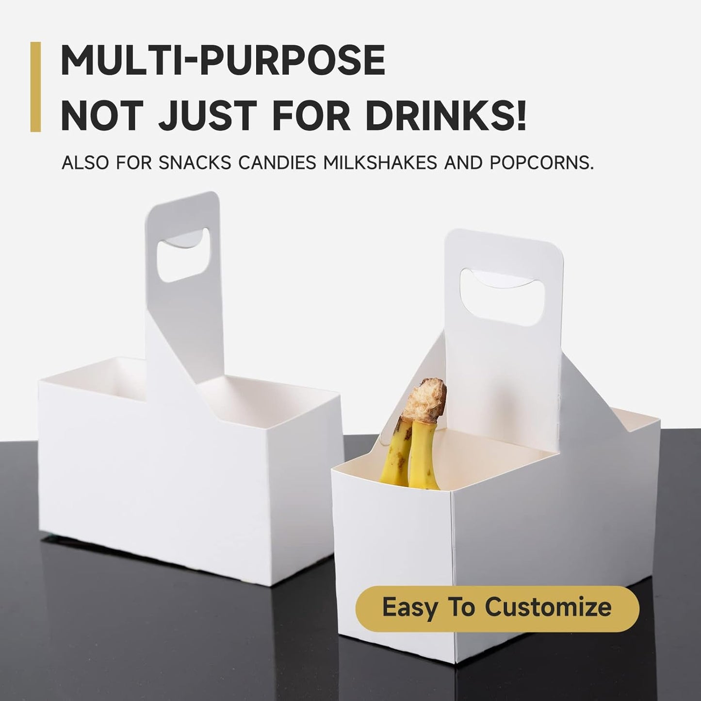 Kraft Cofee Drink Carrier with Handle - 30 Pack 2 Cup Kraft Paperboard Cup Holder Bulk Disposable Cardboard Drink Carrier for 12-32 OZ Drinks, Takeout, Candy, Cafe and Restaurant Food Service Delivery