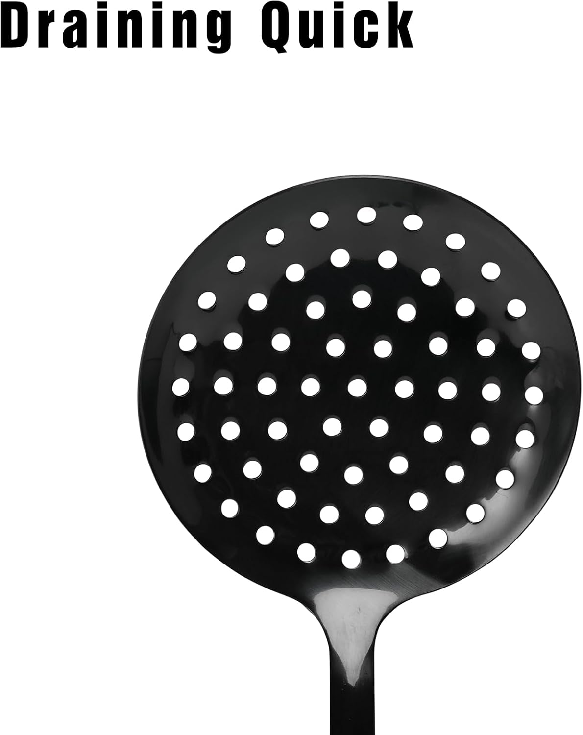 Skimmer Spoon, Slotted Spoons for Cooking, Slotted Spoon, Kitchen Stainless Steel Serving Spoons, Stainless Steel Strainer, Black