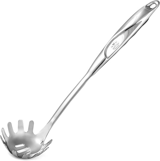 Zulay Kitchen Premium Stainless Steel Spaghetti Server – Pasta Fork with Teeth – Easy to Use & Clean Pasta Utensil – 12” Pasta Server