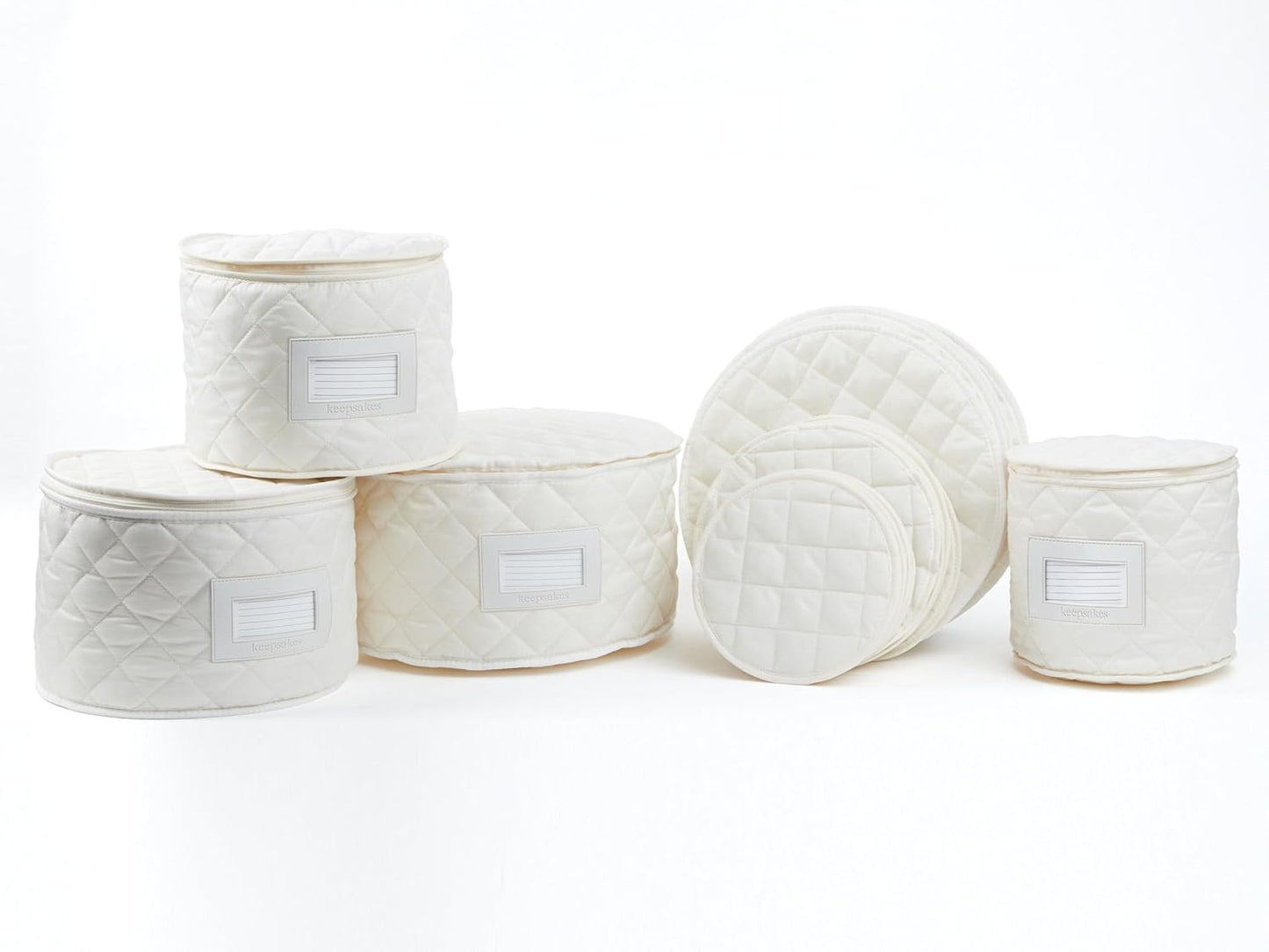 Covermates Keepsakes - Dish Storage Set - Padded Protection - ID Window - Stain Resistant - Machine Washable - China Storage, Cream