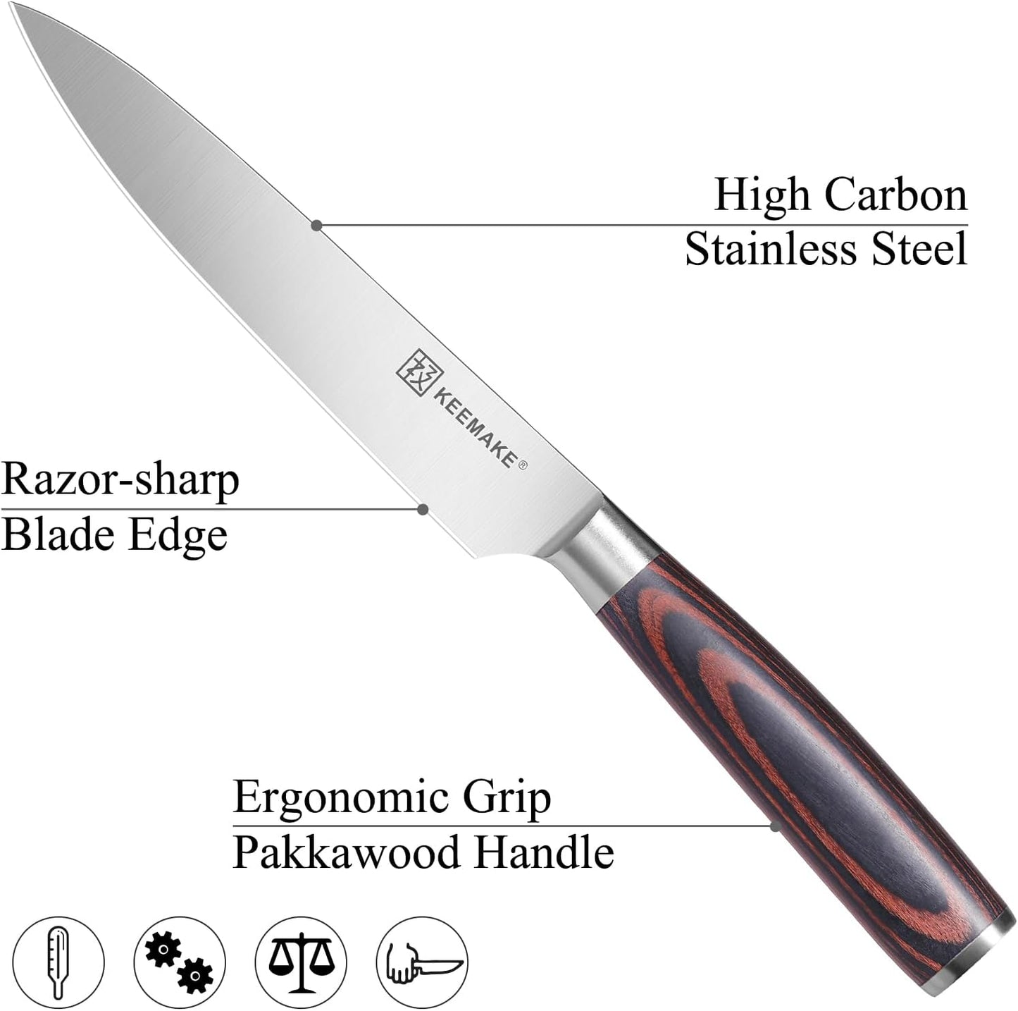 KEEMAKE Utility Knife 6 inch, Paring Knife with German High Carbon Stainless Steel 1.4116 Blade, Fruit Knife with Pakkawood Handle Small Kitchen Knives with Gift Box