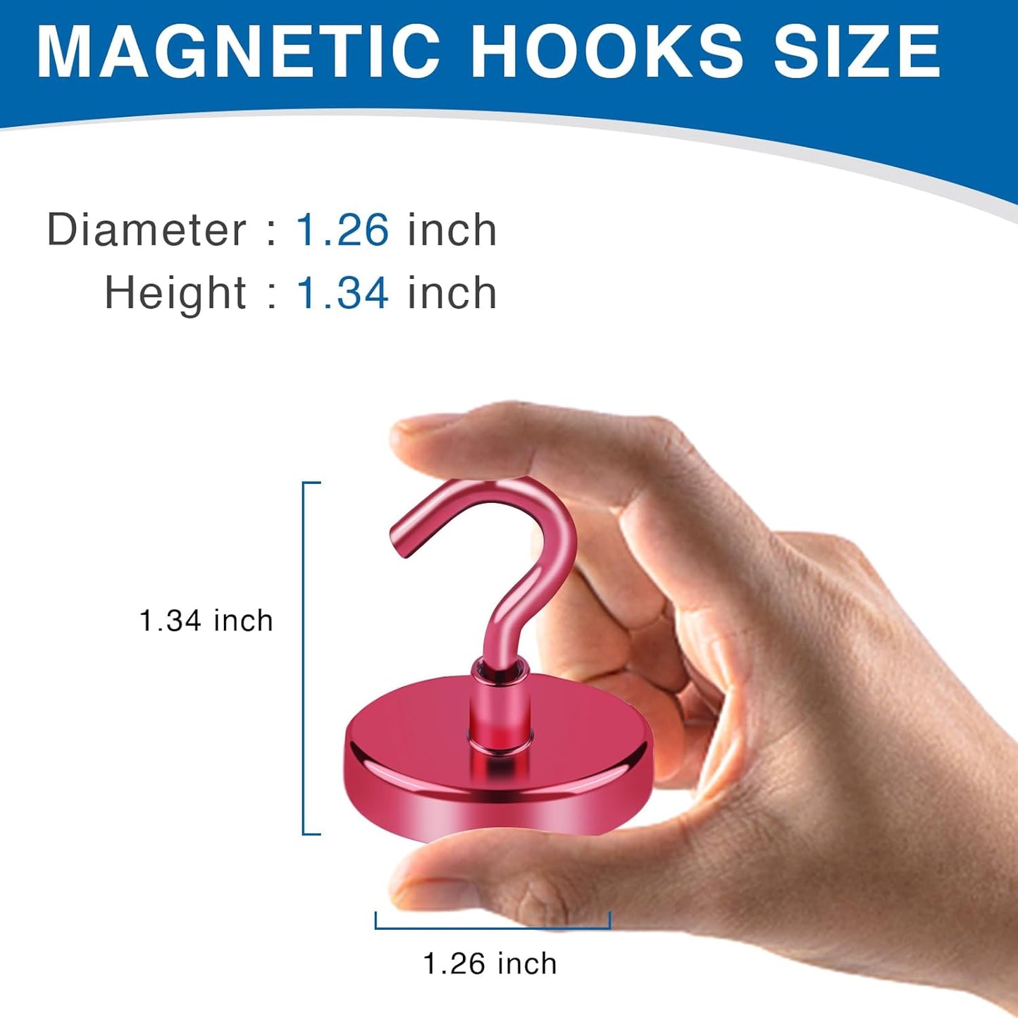 LOVIMAG Red Magnetic Hooks for Cruise Cabins, Cruise Essentials Must Haves, Cruise Magnets, Magnetic Key Holder, Strong Magnetic Hooks for Hanging, Fridge, Grill -12 Pack