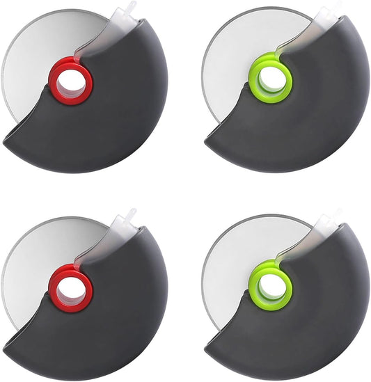 Pizza Cutter Wheel with Protective Blade Cover, 4Pcs Ergonomic Pizza Slicer, Classic Pizza Wheel for Cutting Through Crusts, Pies and More, Dishwasher Safe, Stainless Steel Pizza Cutter
