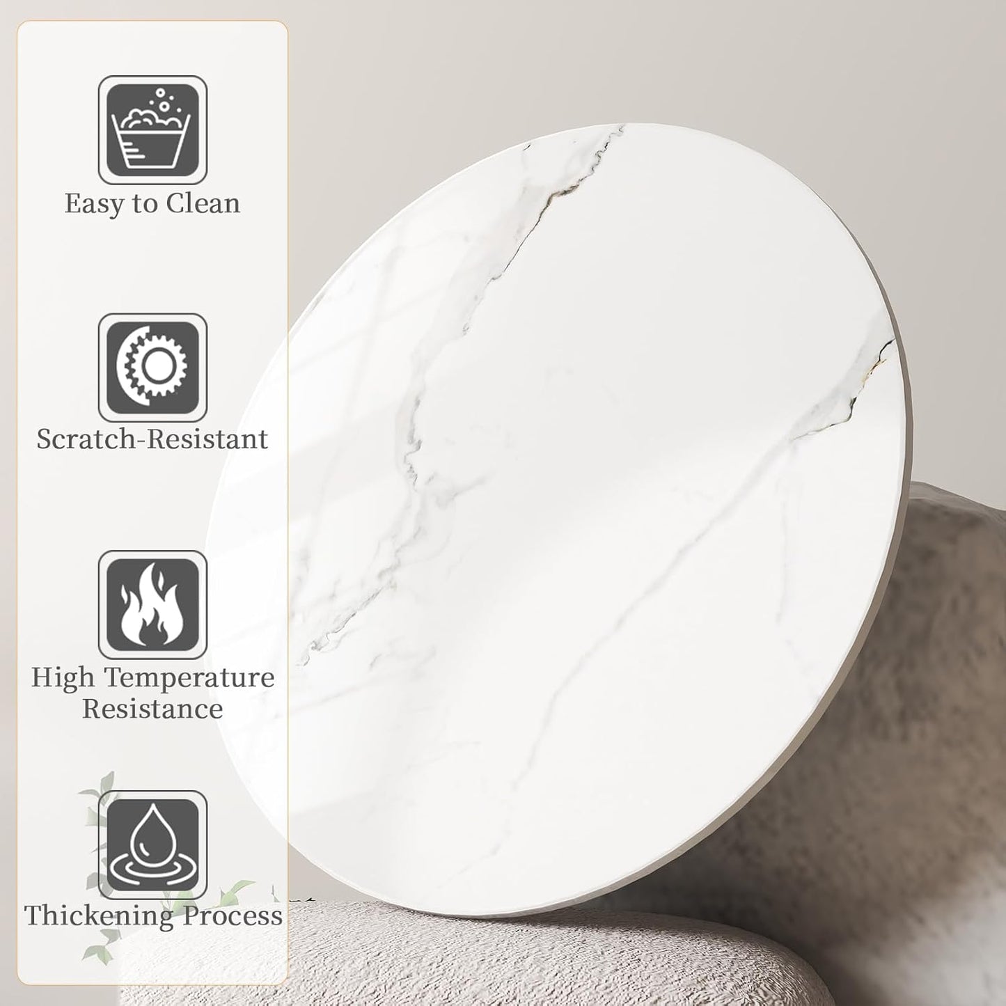 19.69" Lazy Susan for Table Top Sintered Stone Rotating Serving Tray for Dining Table, Kitchen Lazy Susan Organizer Spinning Rotating Food Server Party Centerpieces