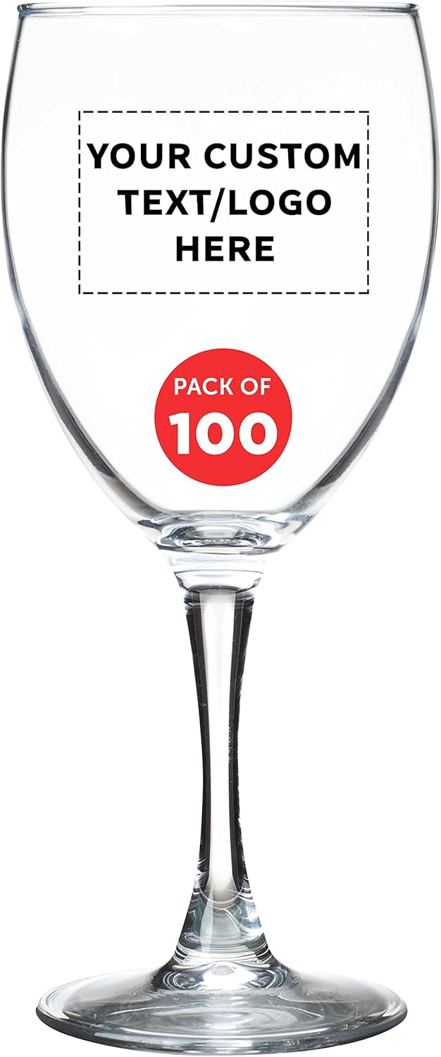 Custom Nuance Wine Glasses by ARC 10.5 oz. Set of 100, Personalized Bulk Pack - Restaurant Glassware, Perfect for Red Wine, White Wine, Cocktails - Clear