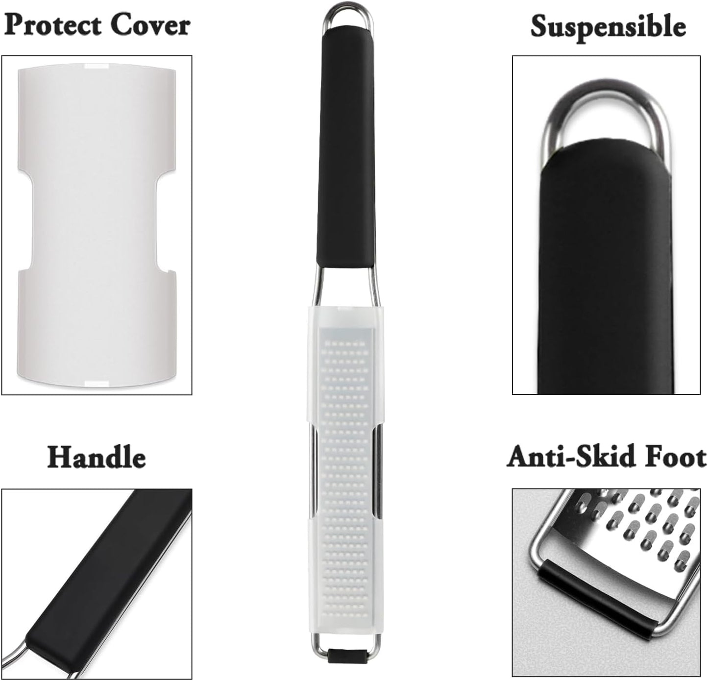 Cambom Lemon & Citrus Zester, Cheese Graters with Stainless Steel Sharp Blade for Parmesan Cheese, Ginger, Garlic, Nutmeg, Chocolate, Vegetables, Fruits, Dishwasher Safe Shredder Fine Blade