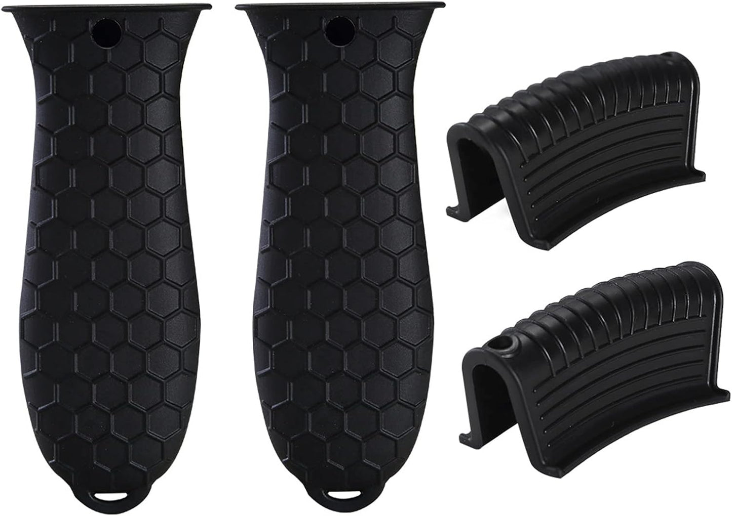 4 Pieces Silicone Hot Tool Holder Heat Resistant Potholder Cookware Handle Non Slip Rubber Pot Holders Handles Grip Covers for Cast Iron Skillet Silicone Cooking Kitchen Suits