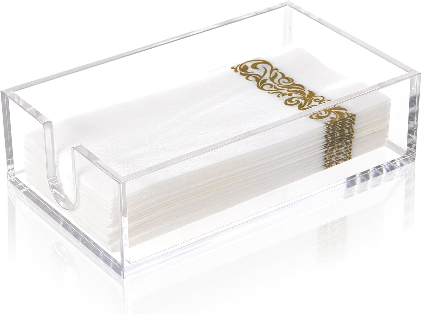 Rubtlamp 1Pcs Clear Napkin Holder Bathroom - 0.27Inch Thickness Bathroom Acrylic Guest Towel Holder - Acrylic Hand Towel Tray for Kitchen, Parties, Weddings, Party, Hotel (Clear, 9”X5.5”X2.5”)