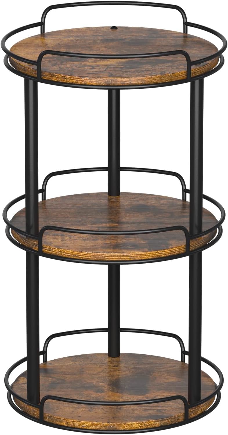 LAMU 10.2'' Wood Lazy Susan Turntable Organizer for Cabinet, 3 Tier Lazy Susan Spice Rack Organizer for Kitchen, Table Top, Countertop, Pantry, Bathroom