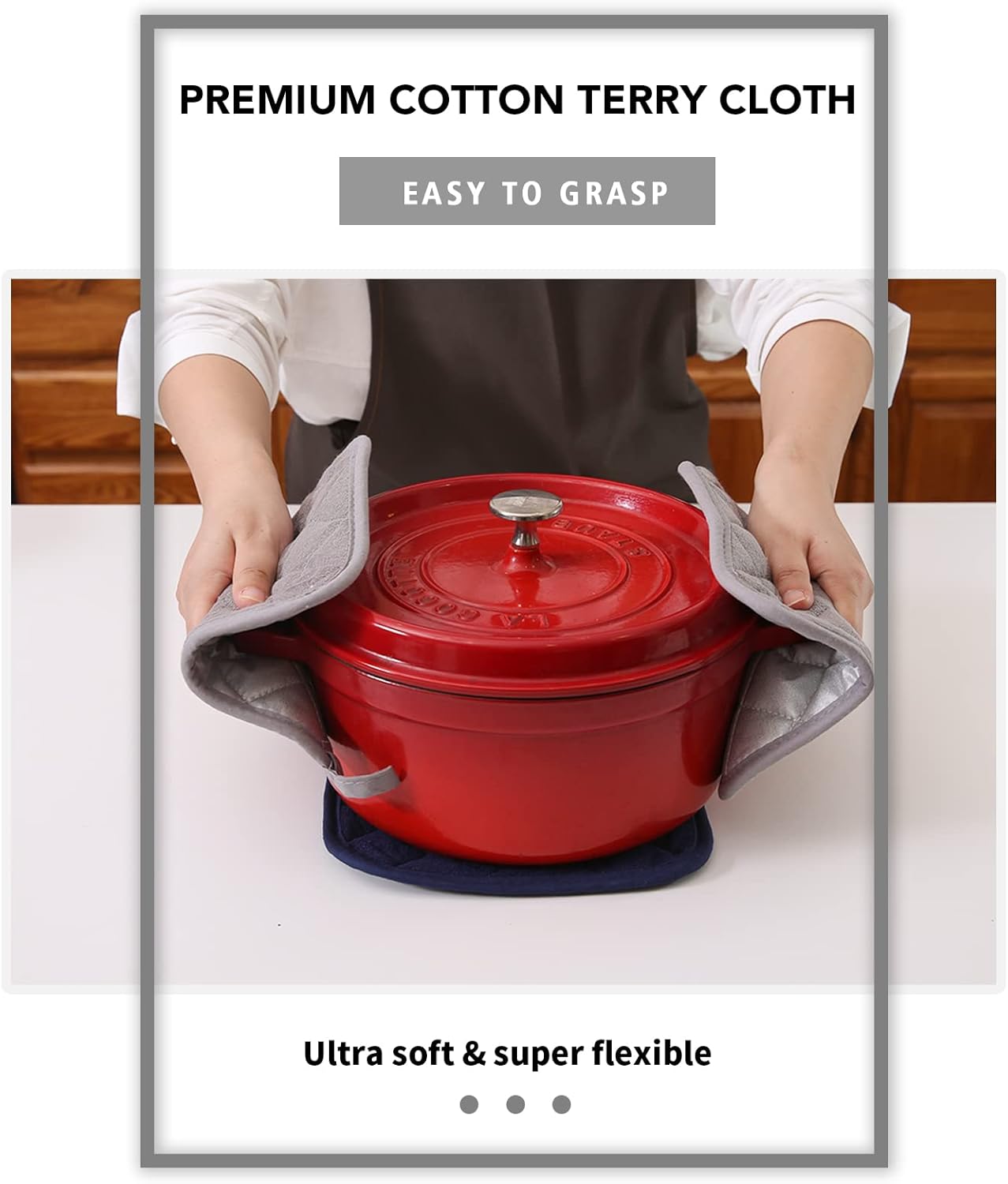 Joyhalo 6 Pack Pot Holders for Kitchen,Cotton Oven Holder with Great Heat Resistance,Non Slip Hot Pads for Kitchen Clearance,Grey