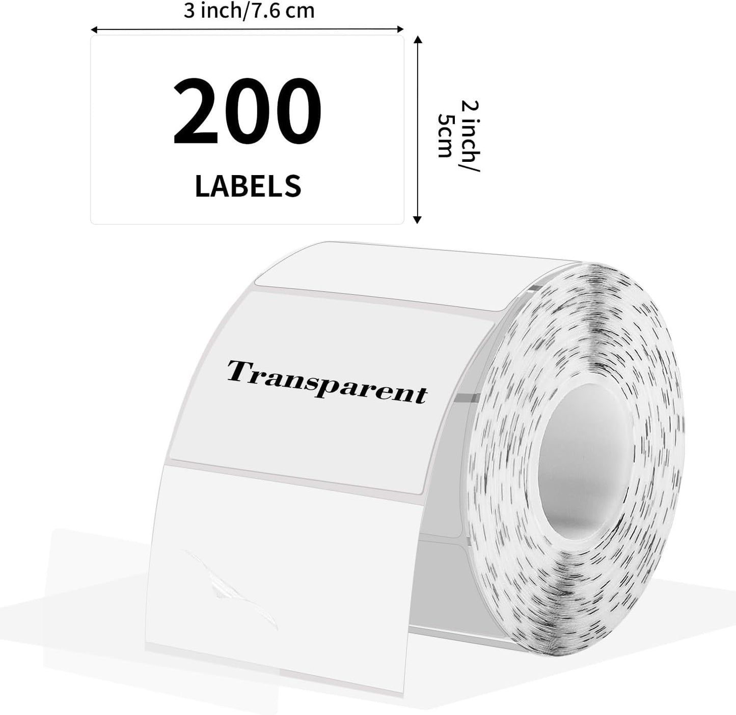 3x2 Inch Transparent Thermal Labels Stickers, Self-Adhesive Clear Waterproof Stickers for Logo Design, Direct Thermal Labels- 200 Sheets