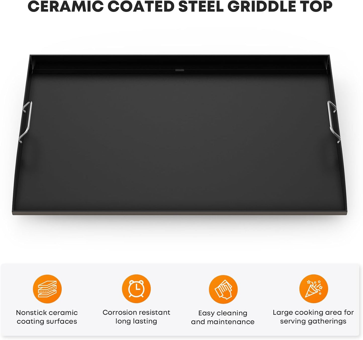 Stanbroil 36 Inch Flat Top Griddle Replacement Top for Blackstone 36" 4-Burner Gas Grill Cooking Station, Ceramic Coated Steel Griddle Top Replacement with Rear Grease System, Black