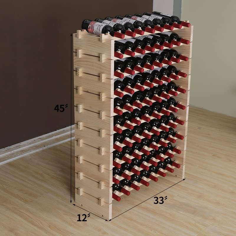 Wine Rack Cabinet Wooden Freestanding for Floor Stackable Storage Wine Bottle Holder (80 Bottles) (JJ)