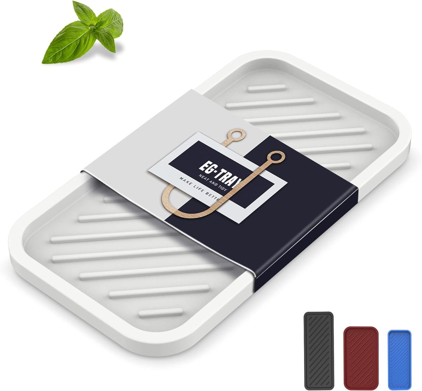 EG-SIPRO Silicone Sponge Holder, Large 10" Kitchen Sink Organizer Tray, Sponge Caddy, Dish Soap Holder, Scrubber, Soap Dispenser, Scouring Pad