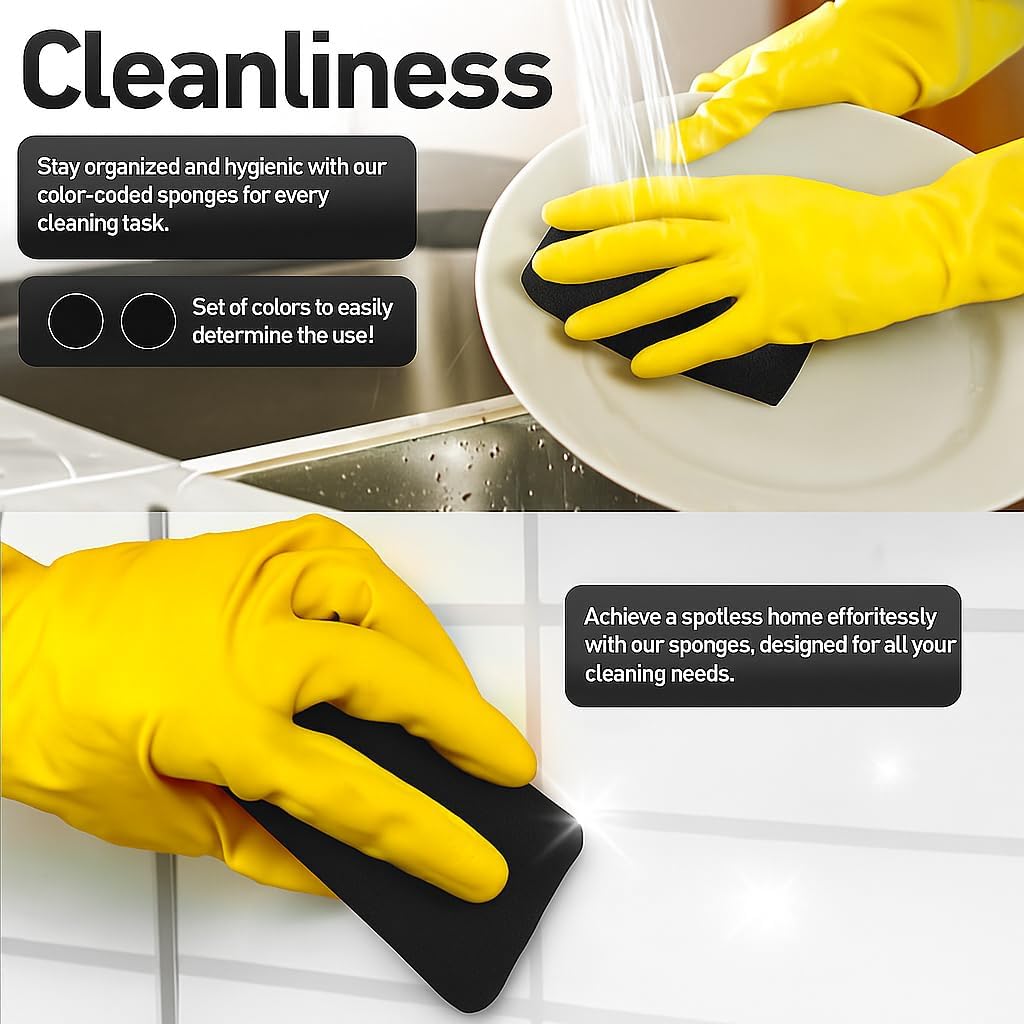 Casanero 12-Pack Silicone Scrubbing Sponges, Heavy-Duty, Non-Scratch | Reusable, Odor-Free, Multi-Purpose Cleaning for Dishes, Non-Stick, Countertops
