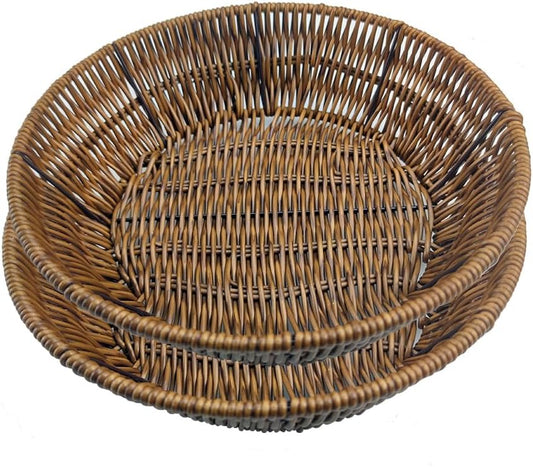 Fruit Baskets Wicker Bread Basket, Woven Tabletop Food Fruit Vegetables Serving, Restaurant Serving Basket,Shape (Circular type)