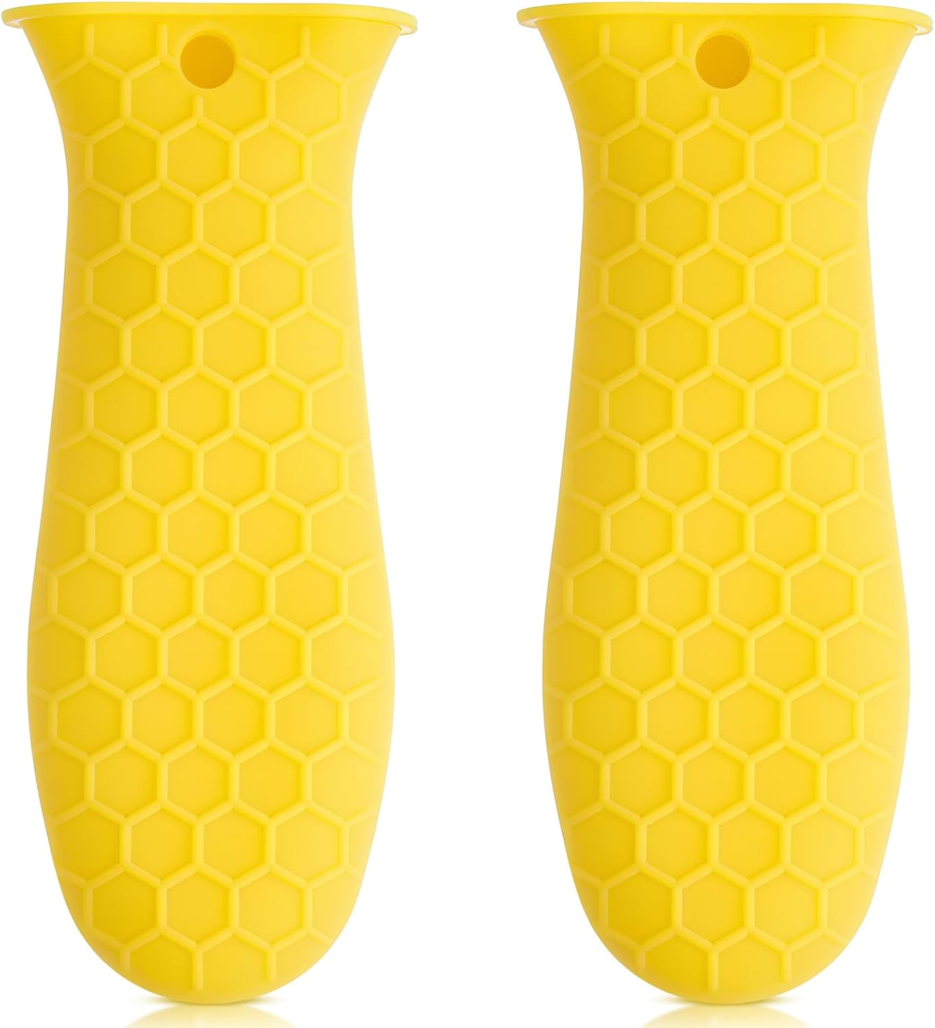 Patelai 2pcs Silicone Handle Cover for Cast Iron Skillet Kitchen Silicone Handles for Pots and Pans Non-Slip Pot Holder Sleeve for Fry Pan Griddles Metal Aluminum Cookware(Yellow)