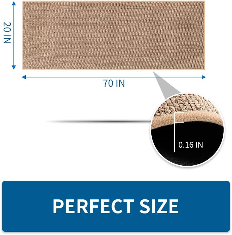 Kitchen Rugs and Mats, Washable Non-Skid Kitchen Mats for Floor, Large Runner Rugs for Kitchen Floor, Front of Sink, Hallway, Laundry Room (Beige, 20"x70")