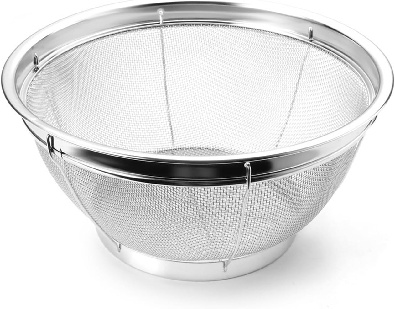 Fine Mesh Strainer for Kitchen, 4 Quart Stainless Steel Colander Bowl for Pasta, Rice, Fruit, Metal Net Baskets with Resting Base - Strain, Drain, Rinse
