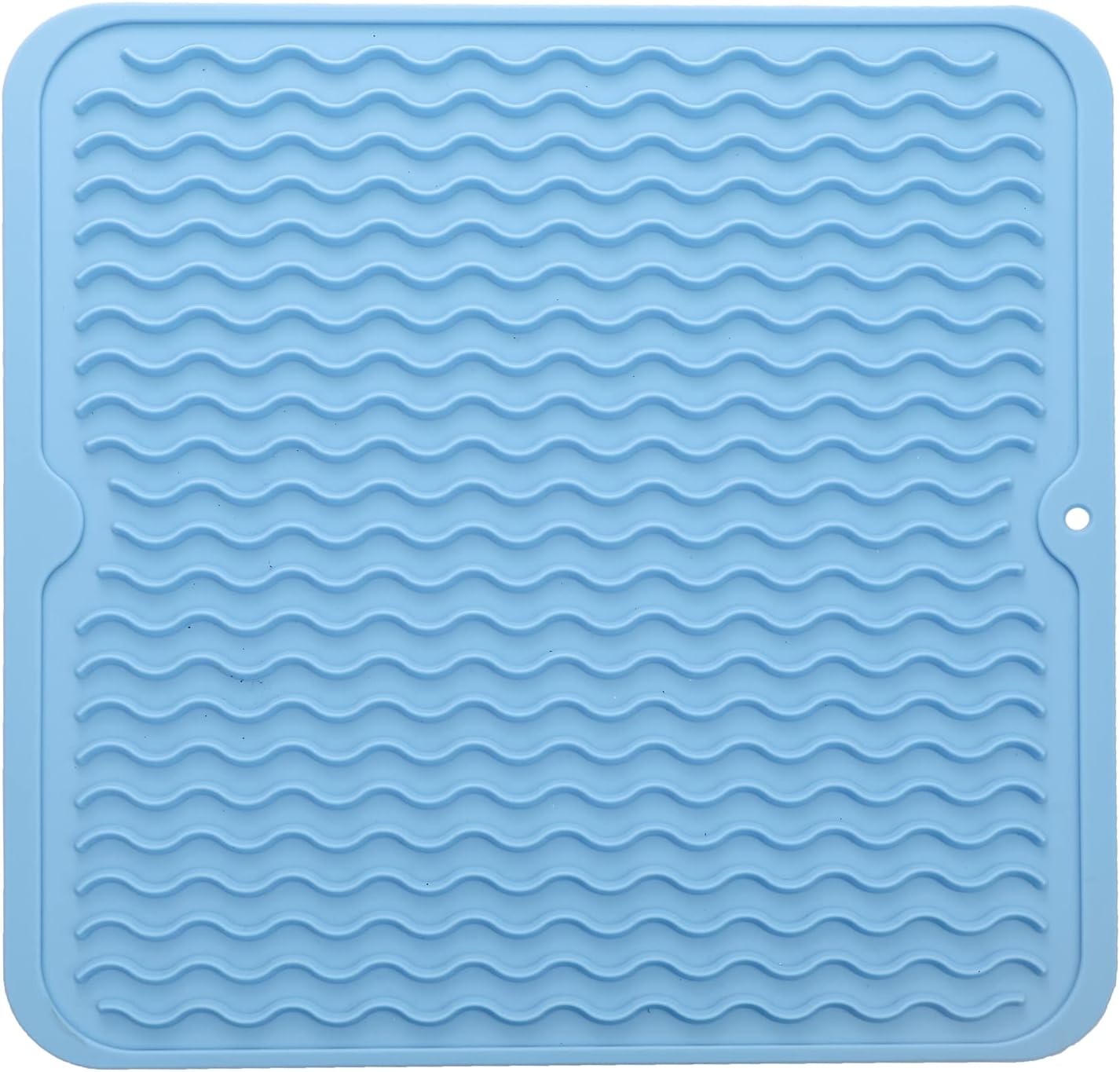 Silicone Dish Drying Mat for Multiple Usage,Easy clean,Eco-friendly,Heat-resistant Silicone Mat for Kitchen Counter or Sink,Refrigerator or Drawer liner Light Blue M 12 inches x 12 inches