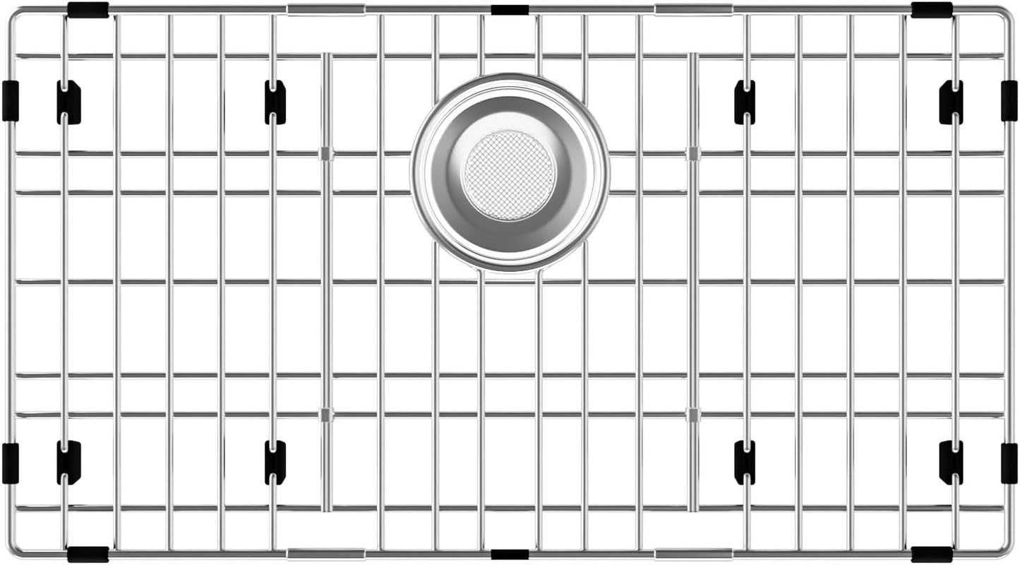 Sink Protectors for Kitchen Sink, Sink Grate Grid for Bottom of Sink, Metal Sink Rack, Bottom Basin Rack, Stainless Steel, 26-1/8" x 14-1/8"