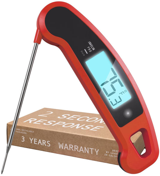 Lavatools Javelin® PRO Duo Ultra-Fast 2-Second Professional Digital Instant Read Meat Thermometer for Grill and Cooking, Auto-Rotating Backlit Display, IP65 Water Resistant, NSF Certified – Sambal