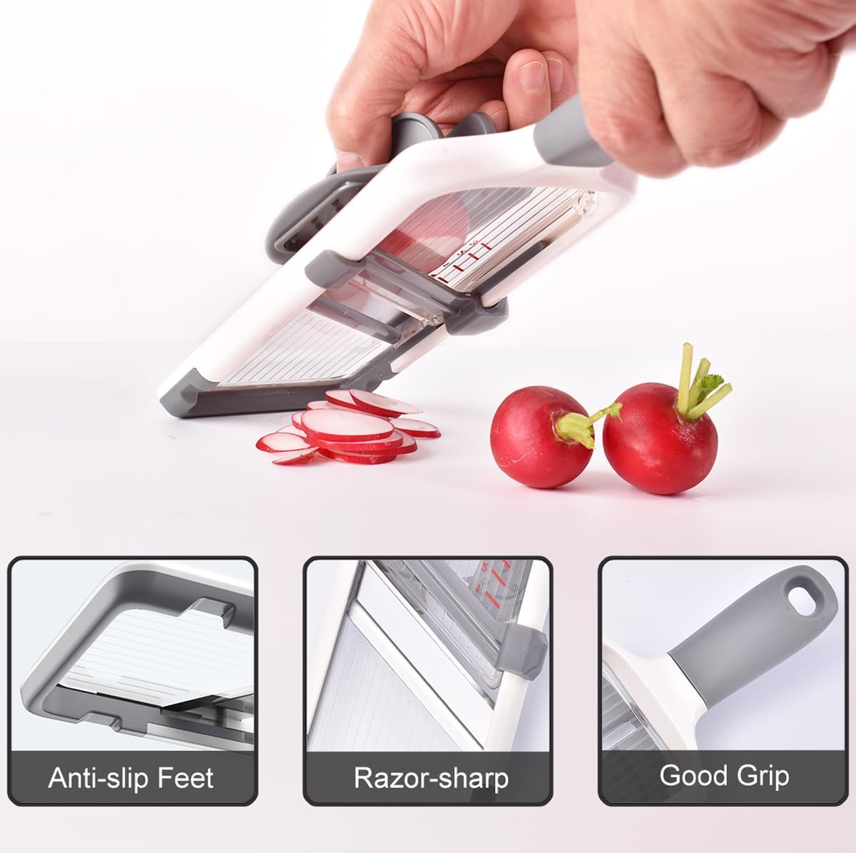 Mandoline Slicer for Kitchen, Adjustable Vegetable Slicer with Food Holder,Handheld Potato Slicer, Simple&Handy veggie slicer vegetable cutter