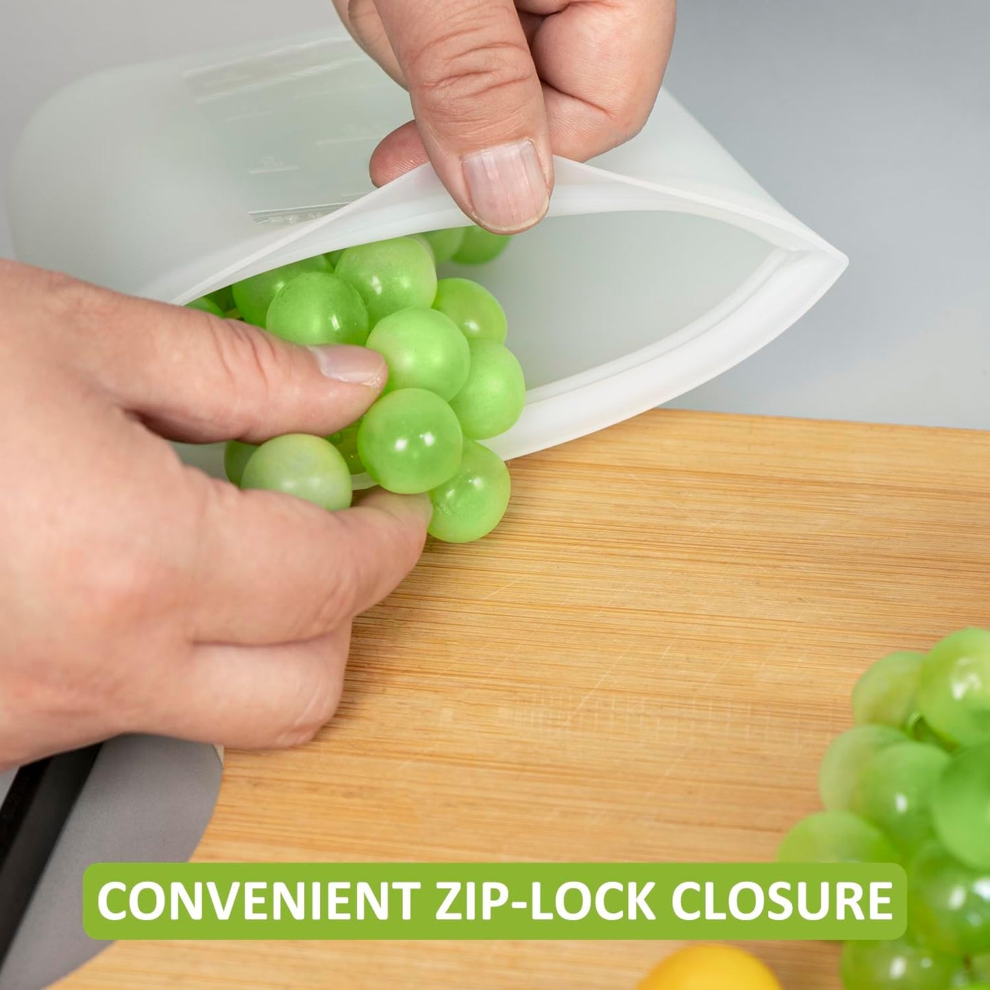 Reusable Snack Bags, 4 Pack, Stand Up 100% Silicone Reusable Storage Bag, Ziplock Silicone Food Storage Containers Snack Size, Freezer Microwave Oven Dishwasher Safe, Translucent, 16oz