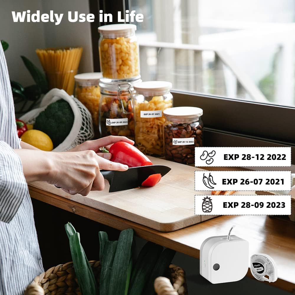 Phomemo P12 PRO Label Maker Machine with Tape, Mini Bluetooth Portable Thermal Labelmaker for School, Office, Organizing, Kitchen, Wireless Small Label Makers with Multiple Templates, White