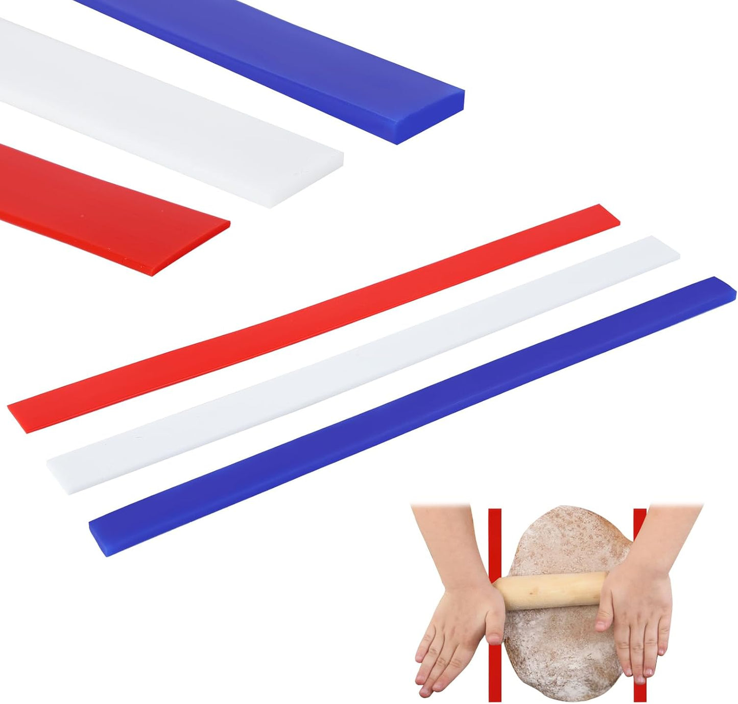 6Pcs Silicone Rolling Pin Guides - Perfect Dough Leveler Sticks for Precision Baking - Food Grade Silicone Strips for Thickness Guide