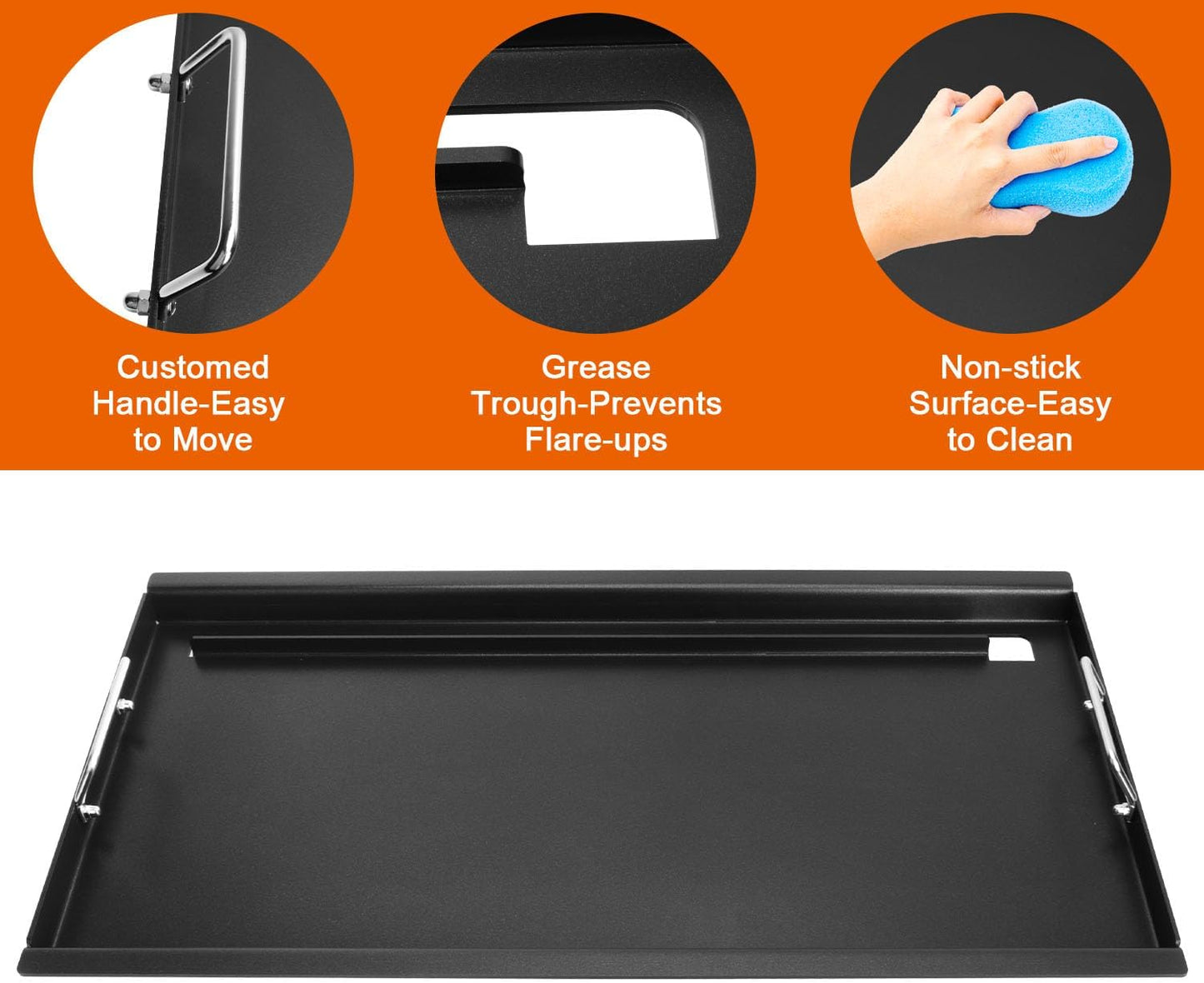 Full-Size Griddle Inserts for Charbroil Performance 6-Burner, Flat Top Griddle for Charbroil Grill 463229021 463229521 463228622 463284422 463229521B 463259223, Replacement Parts for G426-0005-W1