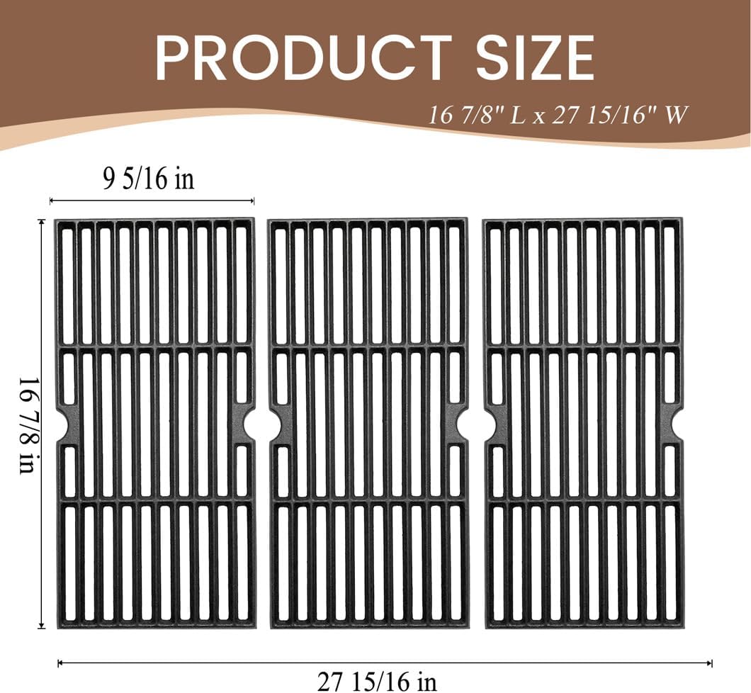 CF876C (3-Pack) 16 7/8" Cast Iron Cooking Grid for Charbroil 463441312, 463432215 463461613 463436214 463436215 463441514 463440109 463436213 463420508