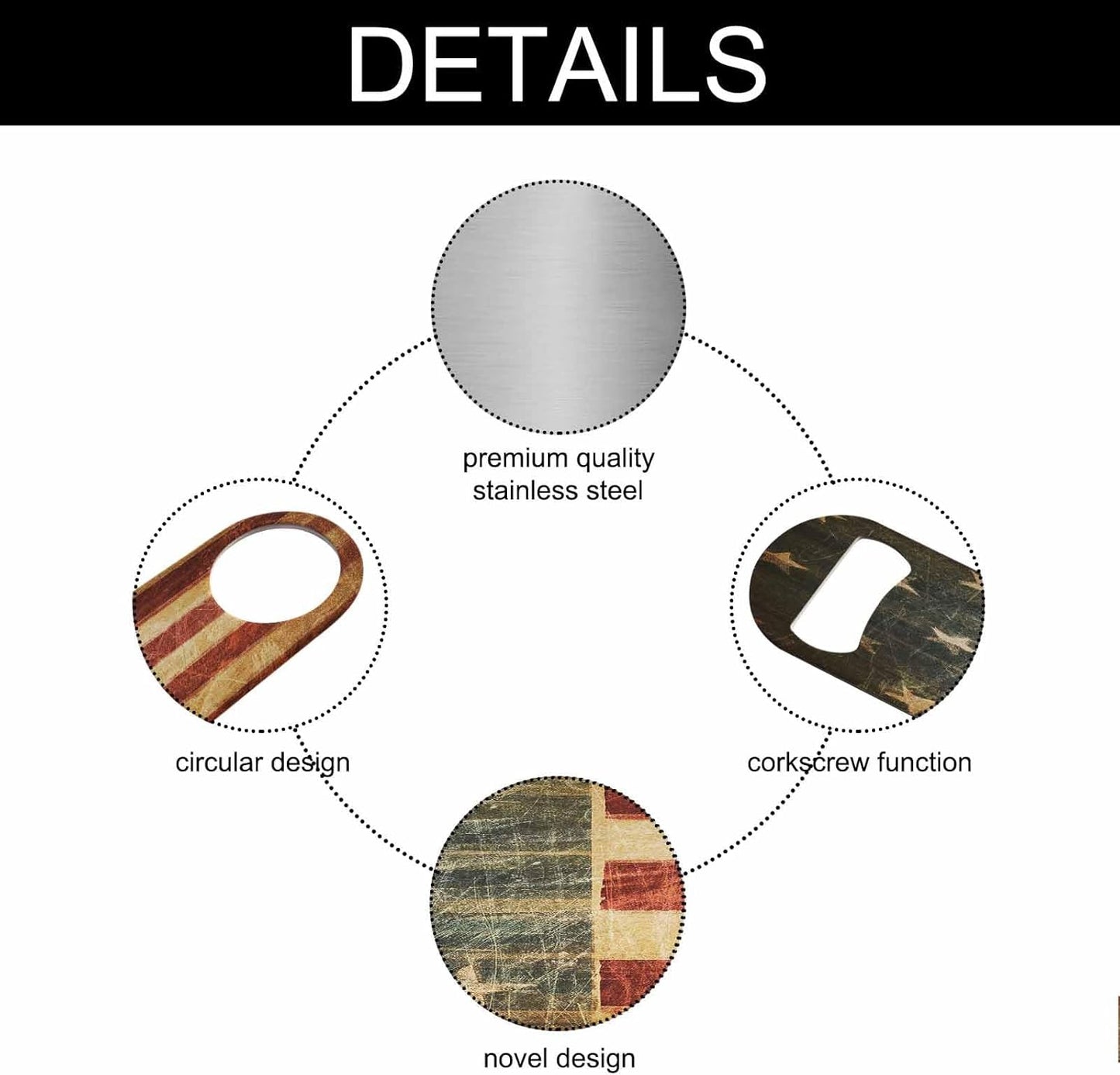 American Flag Stainless Steel Bottle Opener Vintage Abstract USA Flag Patriotic July 4th Independance Day Flat Beer Bottle Opener Keychain for Home Kitchen Bar Restaurant Party Birthday Gift